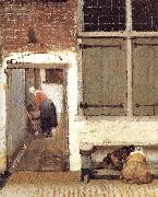VERMEER VAN DELFT, Jan The Little Street (detail) wt painting